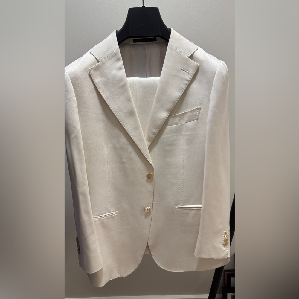Suitsupply custom made women’s Ivory silk suit